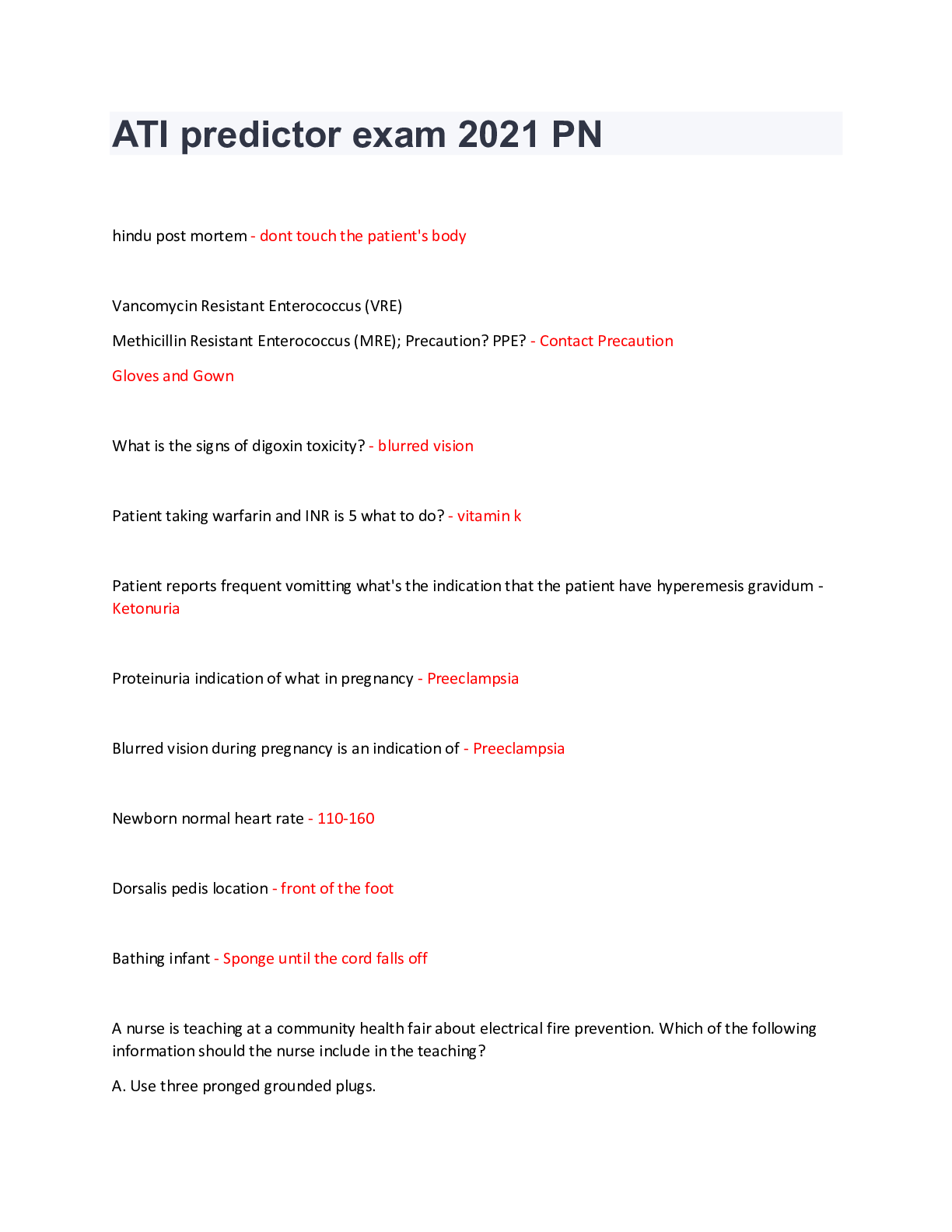 Preview image for ATI predictor exam 2021 PN